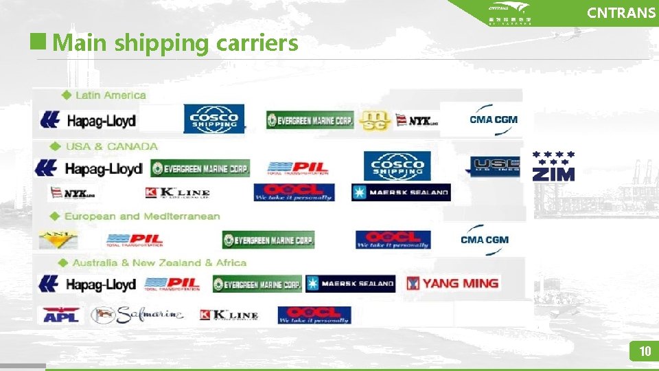 CNTRANS Main shipping carriers 10 