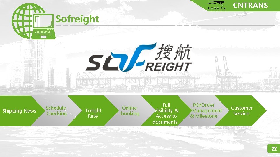 CNTRANS Sofreight Shipping News Schedule Checking Freight Rate Online booking Full Visibility & Access