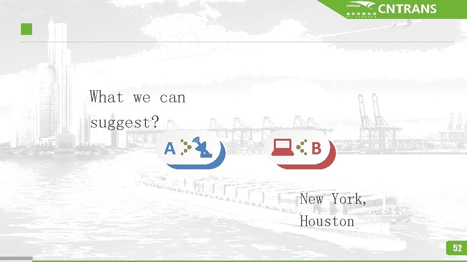CNTRANS What we can suggest? A B New York, Houston 52 