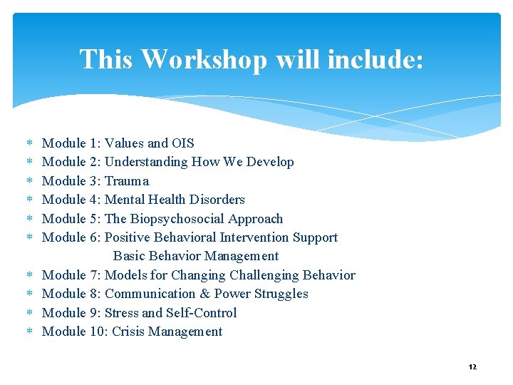 This Workshop will include: Module 1: Values and OIS Module 2: Understanding How We This Workshop will include: Module 1: Values and OIS Module 2: Understanding How We
