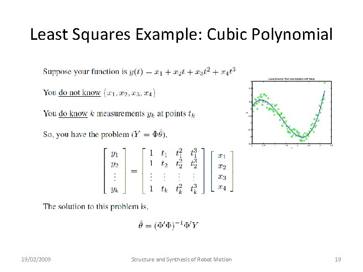 Least Squares Example: Cubic Polynomial 19/02/2009 Structure and Synthesis of Robot Motion 19 Least Squares Example: Cubic Polynomial 19/02/2009 Structure and Synthesis of Robot Motion 19