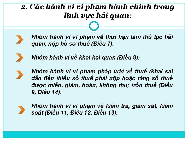 2. Các hành vi vi phạm hành chính trong lĩnh vực hải quan: Nhóm