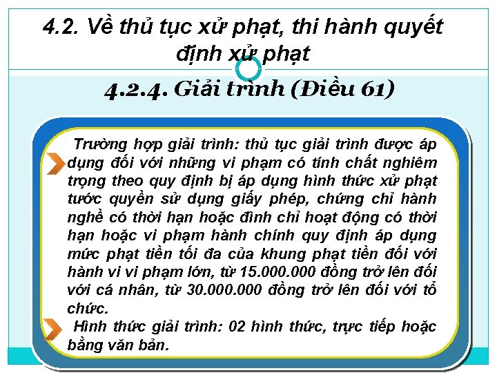 4. 2. Về thủ tục xử phạt, thi hành quyết định xử phạt 4.