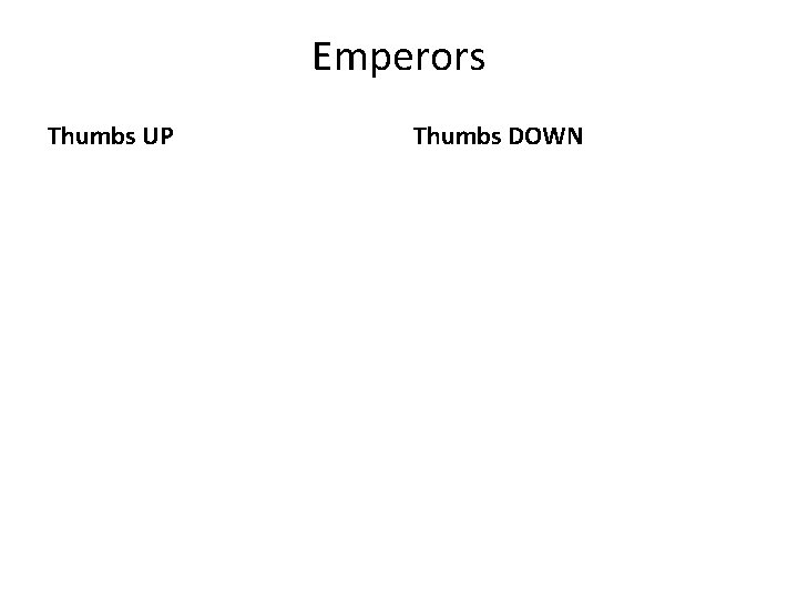 Emperors Thumbs UP Thumbs DOWN 