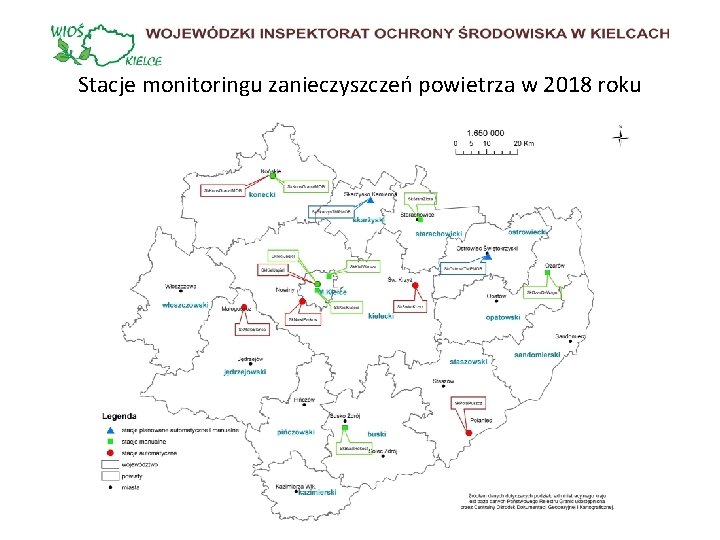 Stacje monitoringu zanieczyszczeń powietrza w 2018 roku 