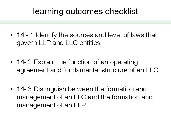 learning outcomes checklist • 14 - 1 Identify the sources and level of laws