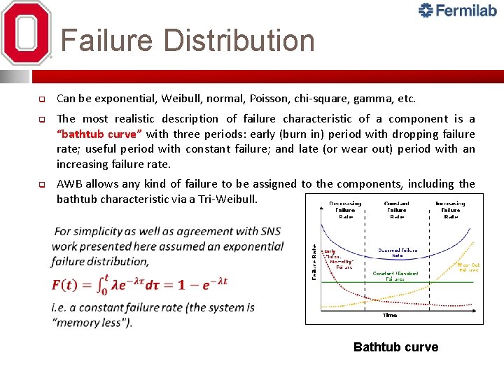 Failure Distribution q q q Can be exponential, Weibull, normal, Poisson, chi-square, gamma, etc. Failure Distribution q q q Can be exponential, Weibull, normal, Poisson, chi-square, gamma, etc.