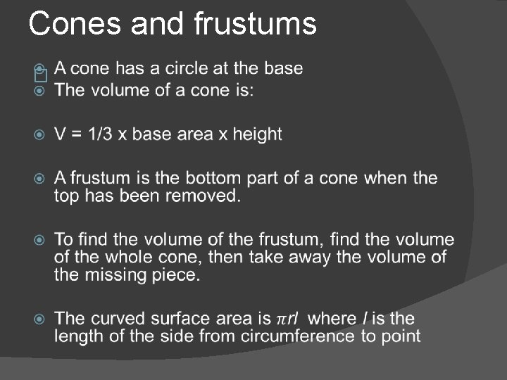 Cones and frustums � 