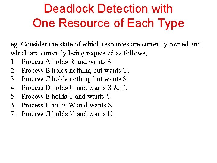 Deadlock Detection with One Resource of Each Type eg. Consider the state of which