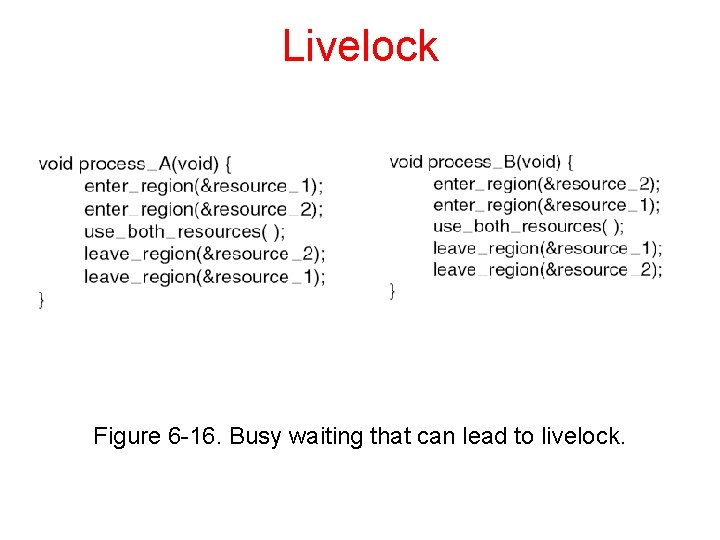Livelock Figure 6 -16. Busy waiting that can lead to livelock. 