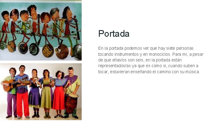 Portada En la portada podemos ver que hay siete personas tocando instrumentos y en Portada En la portada podemos ver que hay siete personas tocando instrumentos y en