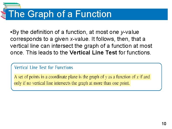 The Graph of a Function • By the definition of a function, at most The Graph of a Function • By the definition of a function, at most