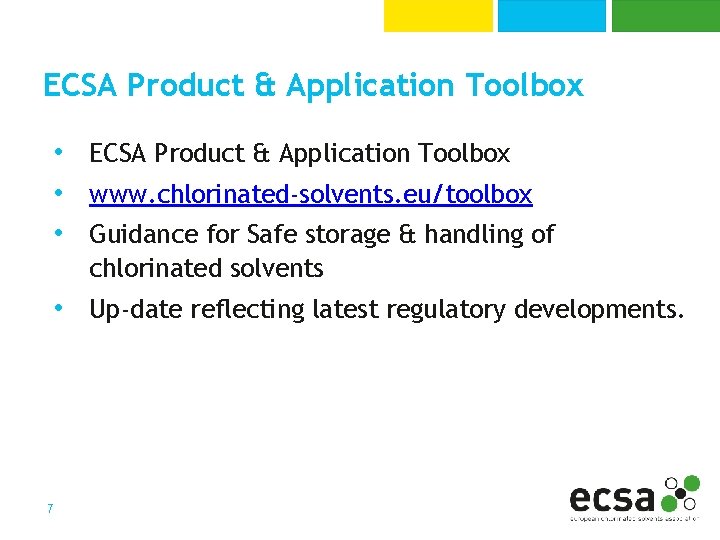 ECSA Product & Application Toolbox • www. chlorinated-solvents. eu/toolbox • Guidance for Safe storage