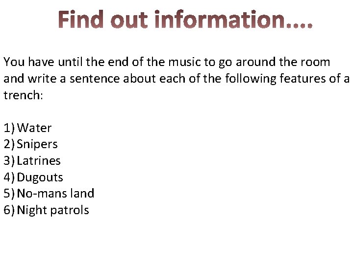 You have until the end of the music to go around the room and