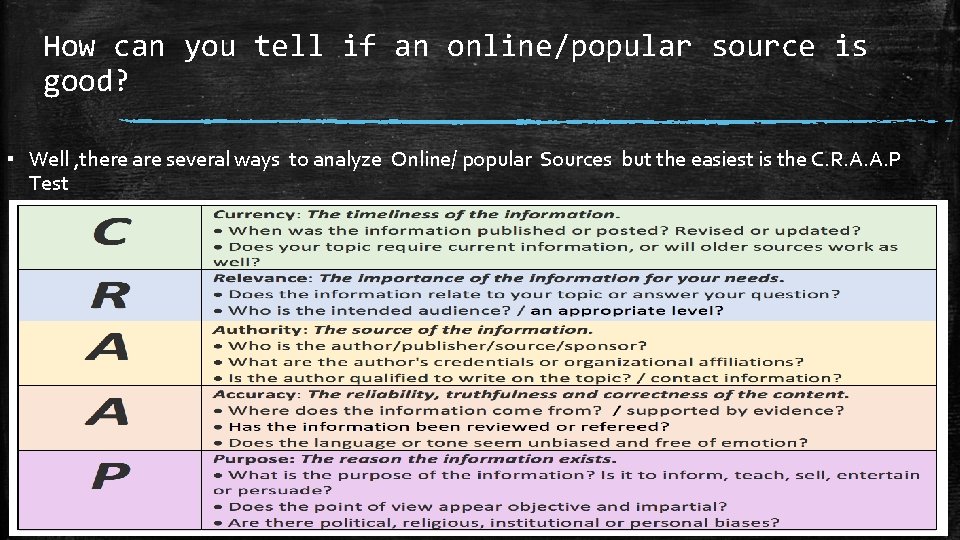 How can you tell if an online/popular source is good? ▪ Well , there