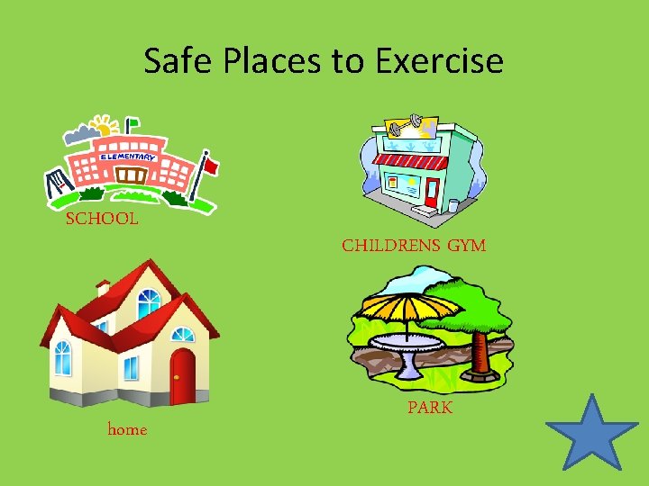 Safe Places to Exercise SCHOOL home CHILDRENS GYM PARK 