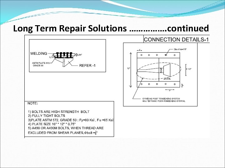 Long Term Repair Solutions ……………. continued 