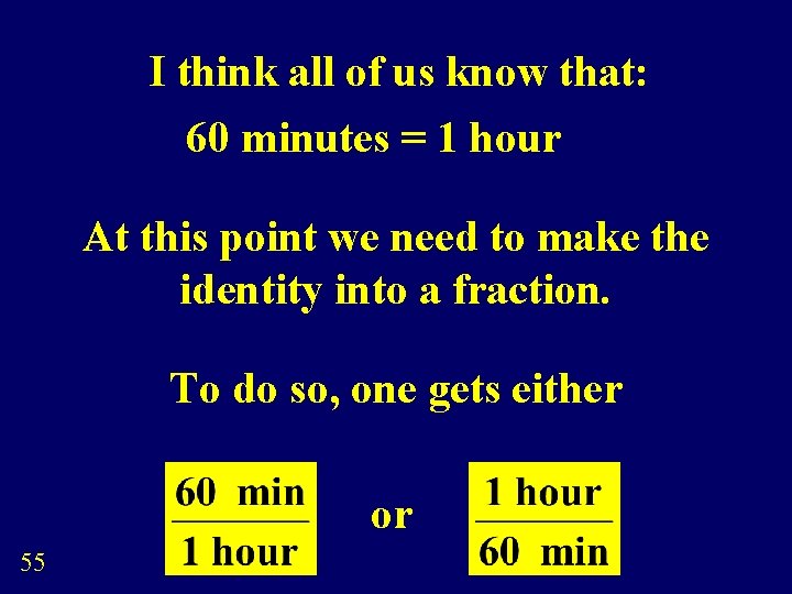 I think all of us know that: 60 minutes = 1 hour At this