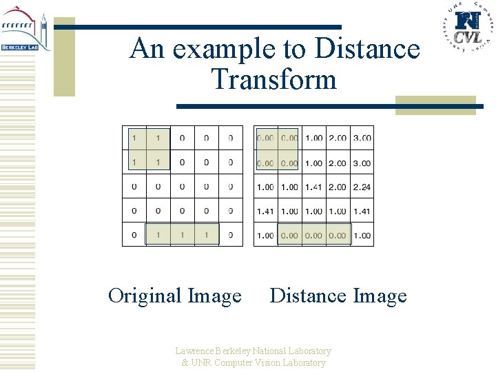 An example to Distance Transform Original Image Distance Image Lawrence Berkeley National Laboratory &