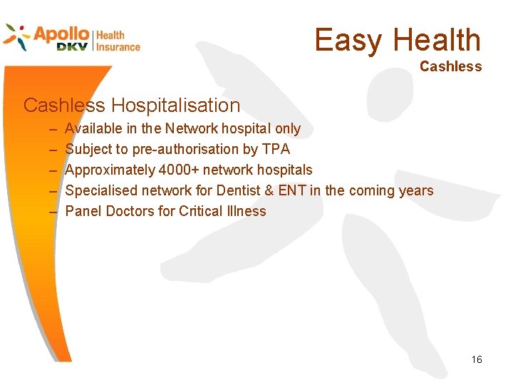 Easy Health Cashless Hospitalisation – – – Available in the Network hospital only Subject