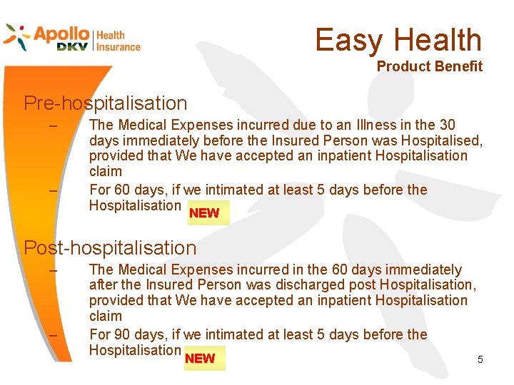 Easy Health Product Benefit Pre-hospitalisation – – The Medical Expenses incurred due to an