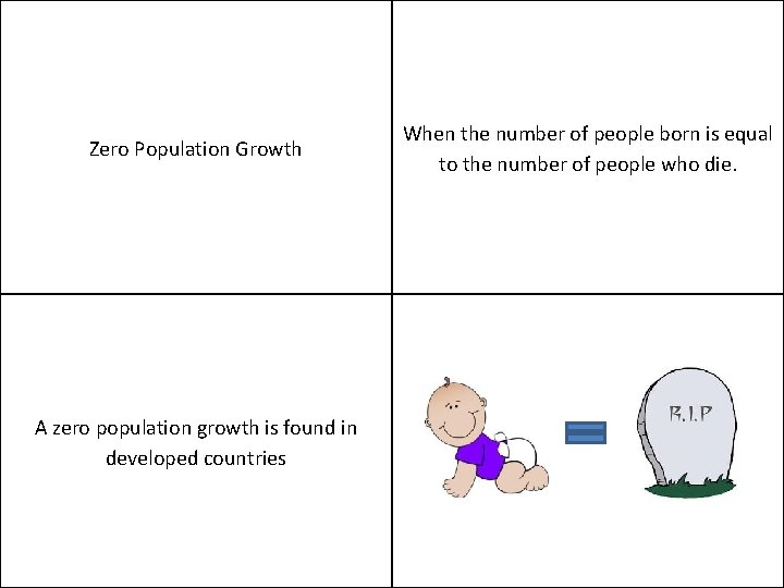 Zero Population Growth A zero population growth is found in developed countries When the