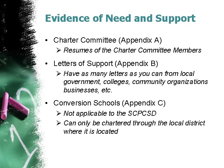 Evidence of Need and Support • Charter Committee (Appendix A) Ø Resumes of the