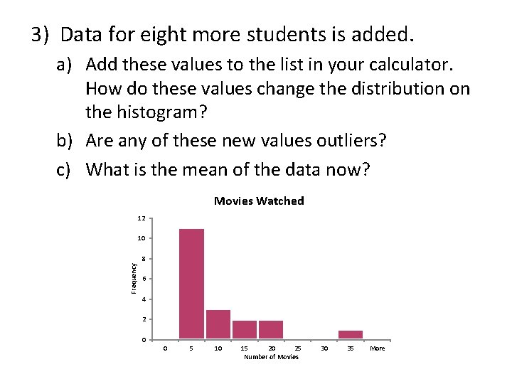 3) Data for eight more students is added. a) Add these values to the