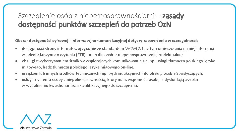 Szczepienie osób z niepełnosprawnościami – zasady dostępności punktów szczepień do potrzeb Oz. N Obszar