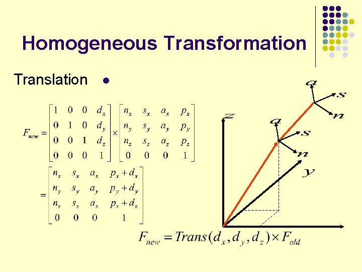 Homogeneous Transformation Translation l 