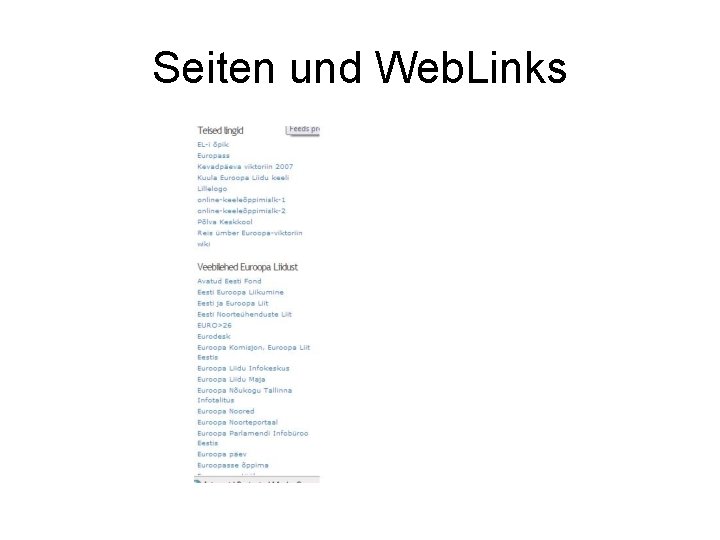 Seiten und Web. Links 