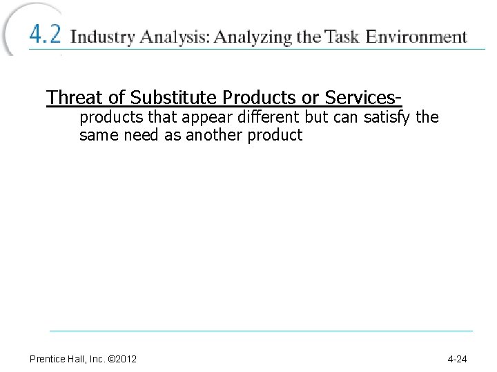 Threat of Substitute Products or Services- products that appear different but can satisfy the