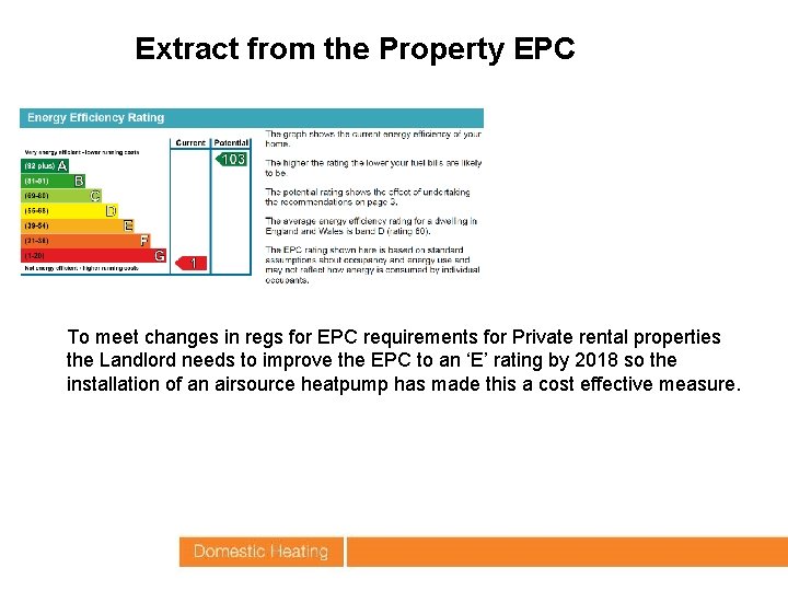 Extract from the Property EPC To meet changes in regs for EPC requirements for