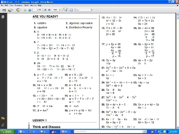 7 -1 Simplifying Algebraic Expressions 