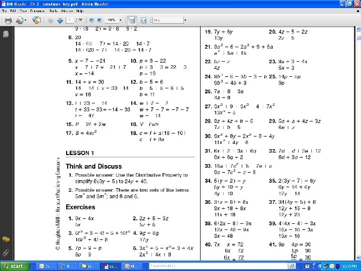 7 -1 Simplifying Algebraic Expressions 