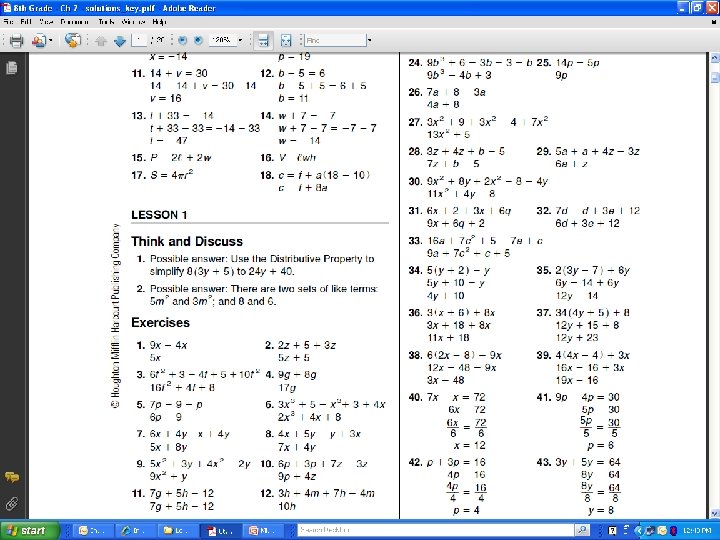 7 -1 Simplifying Algebraic Expressions 