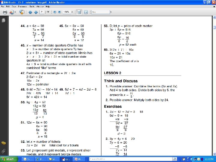 7 -1 Simplifying Algebraic Expressions 