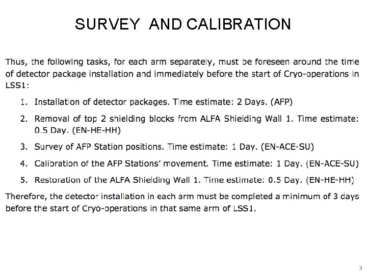 SURVEY AND CALIBRATION 3 