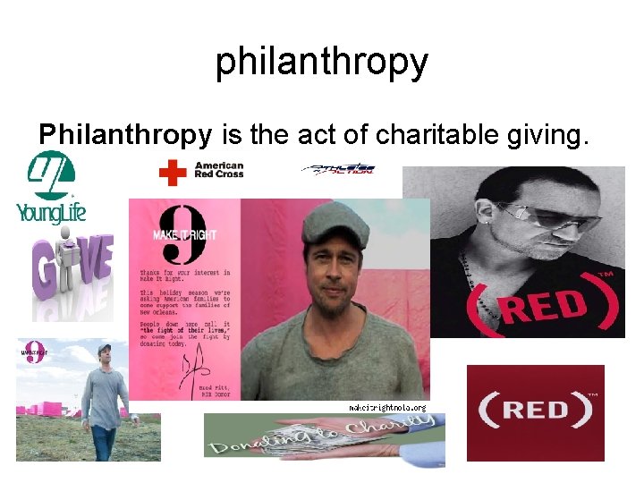 philanthropy Philanthropy is the act of charitable giving. 