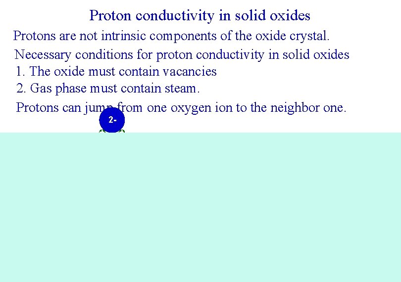 Proton conductivity in solid oxides Protons are not intrinsic components of the oxide crystal.