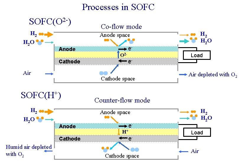 Processes in SOFC(O 2 -) H 2 O Co-flow mode e- Anode O 2