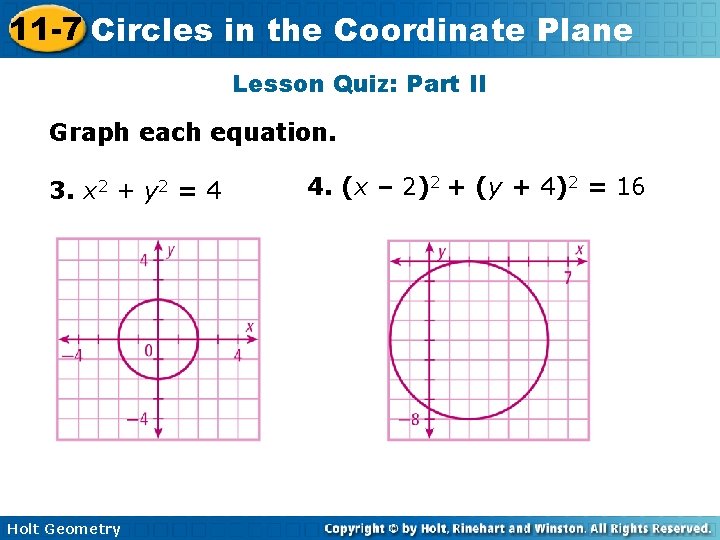 11 7 Circles in the Coordinate Plane Objectives