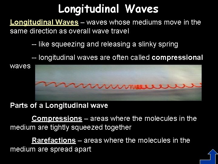 Longitudinal Waves – waves whose mediums move in the same direction as overall wave