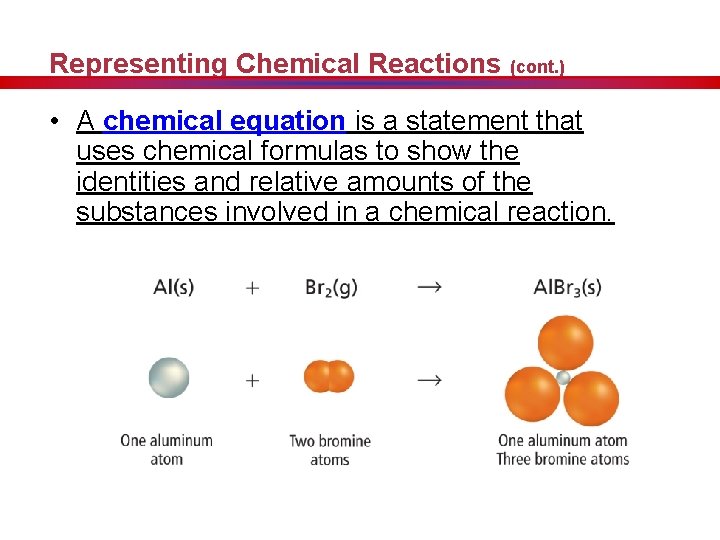 Representing Chemical Reactions (cont. ) • A chemical equation is a statement that uses