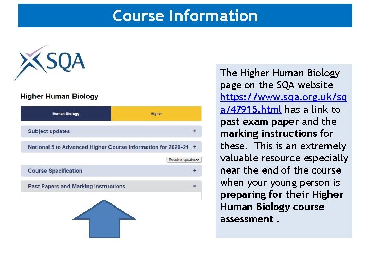 Course Information The Higher Human Biology page on the SQA website https: //www. sqa.