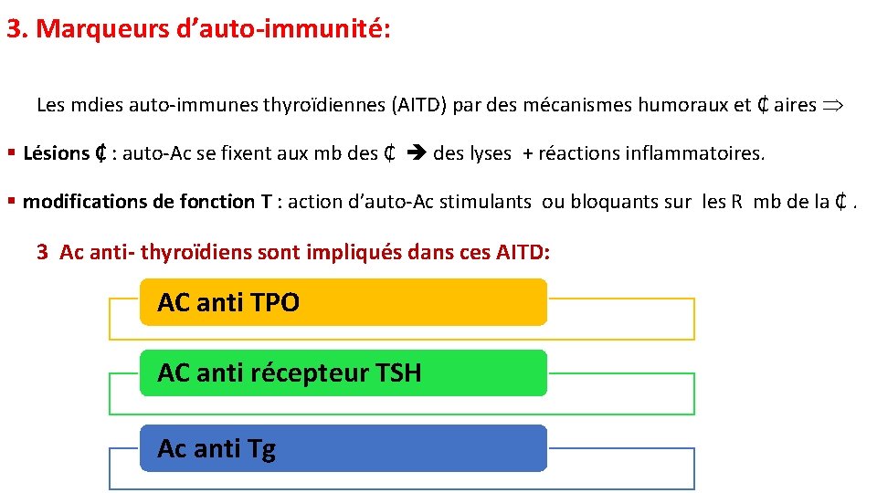 3. Marqueurs d’auto-immunité: Les mdies auto-immunes thyroïdiennes (AITD) par des mécanismes humoraux et ₵