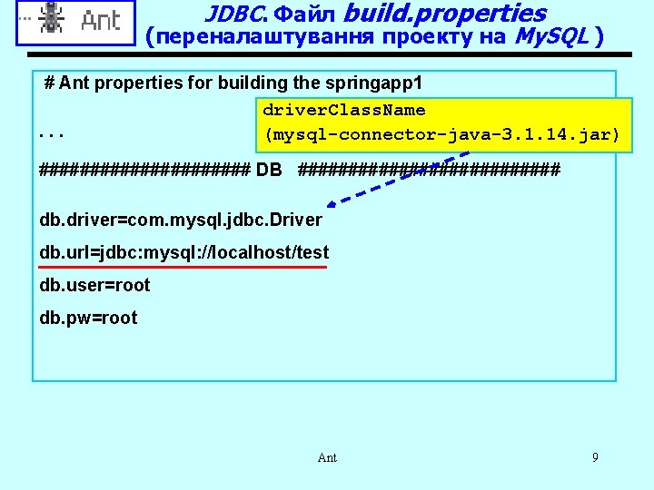 JDBC. Файл build. properties (переналаштування проекту на My. SQL ) # Ant properties for