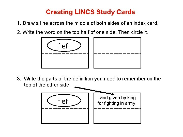 Creating LINCS Study Cards 1. Draw a line across the middle of both sides