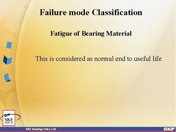 Failure mode Classification Fatigue of Bearing Material This is considered as normal end to Failure mode Classification Fatigue of Bearing Material This is considered as normal end to