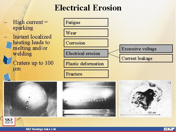 Electrical Erosion – High current = sparking Fatigue – Instant localized heating leads to